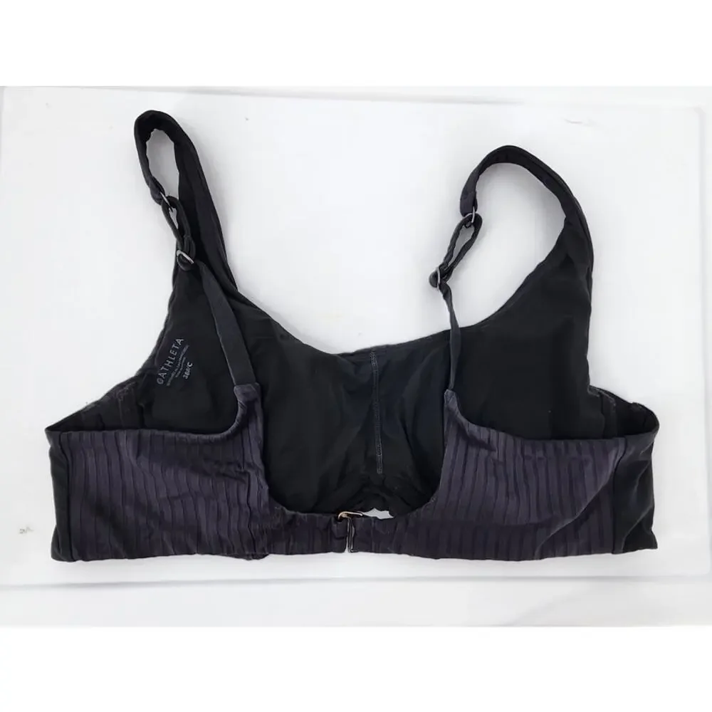 Athleta Black Ribbed Swim Top ‎ 38 B/C